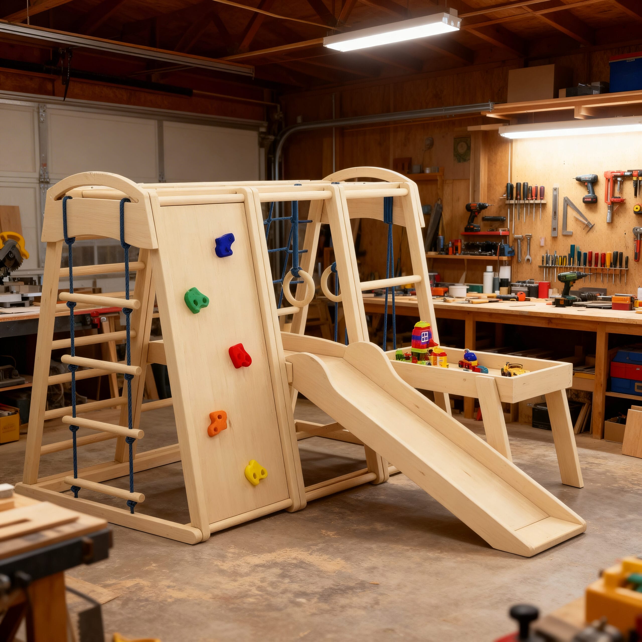 Jungle Gym Ladder for Kids — Indoor Wooden Climbing Frame
