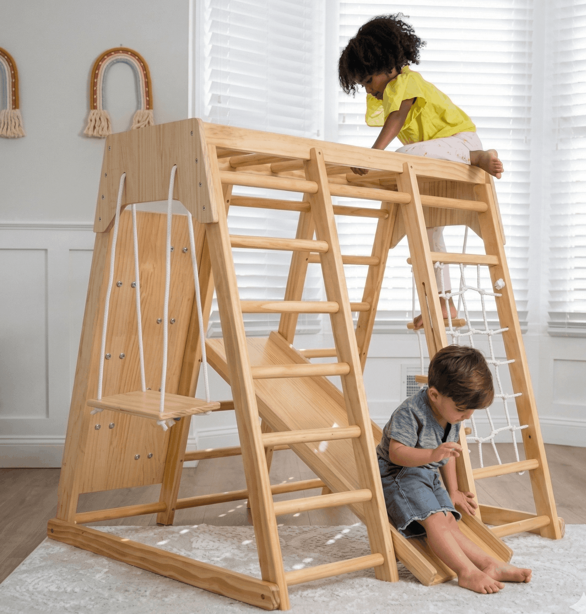 Jungle Gym Ladder for Kids — Indoor Wooden Climbing Frame