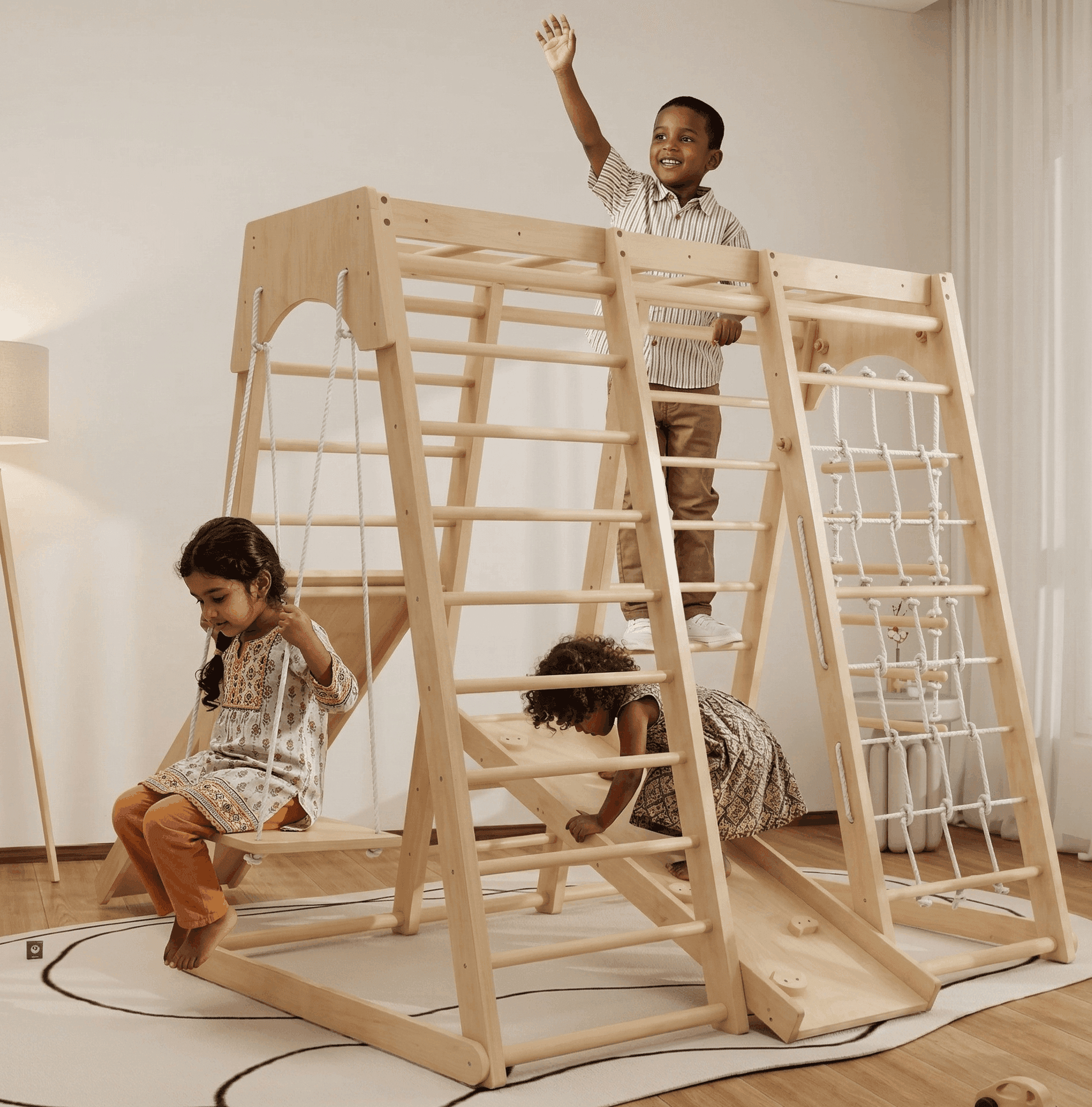 Jungle Gym Ladder for Kids — Indoor Wooden Climbing Frame - Image 3