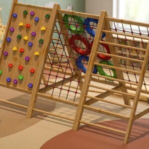 Ladder Bridge Climbing Frame — Wooden Indoor & Outdoor Play Structure for Kids