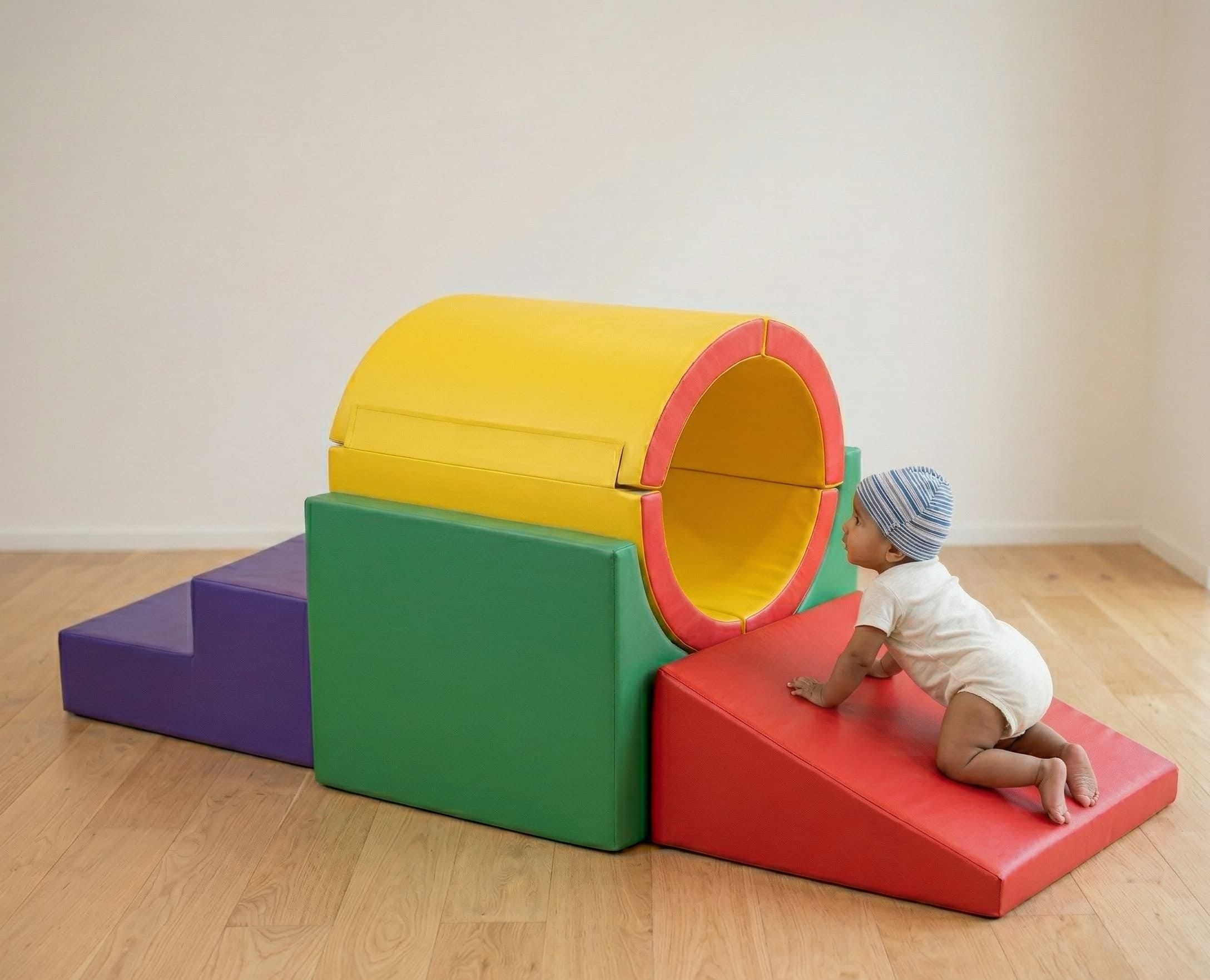 Soft Ramp & Tunnel Play Set — Indoor Foam Crawling & Climbing Toy for Toddlers